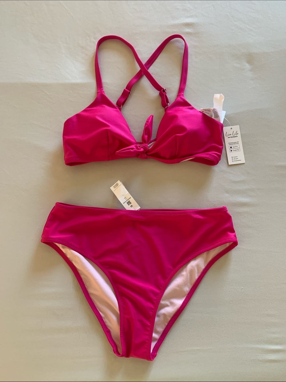 Cupshe Hot Pink Tie-Front Bikini Set